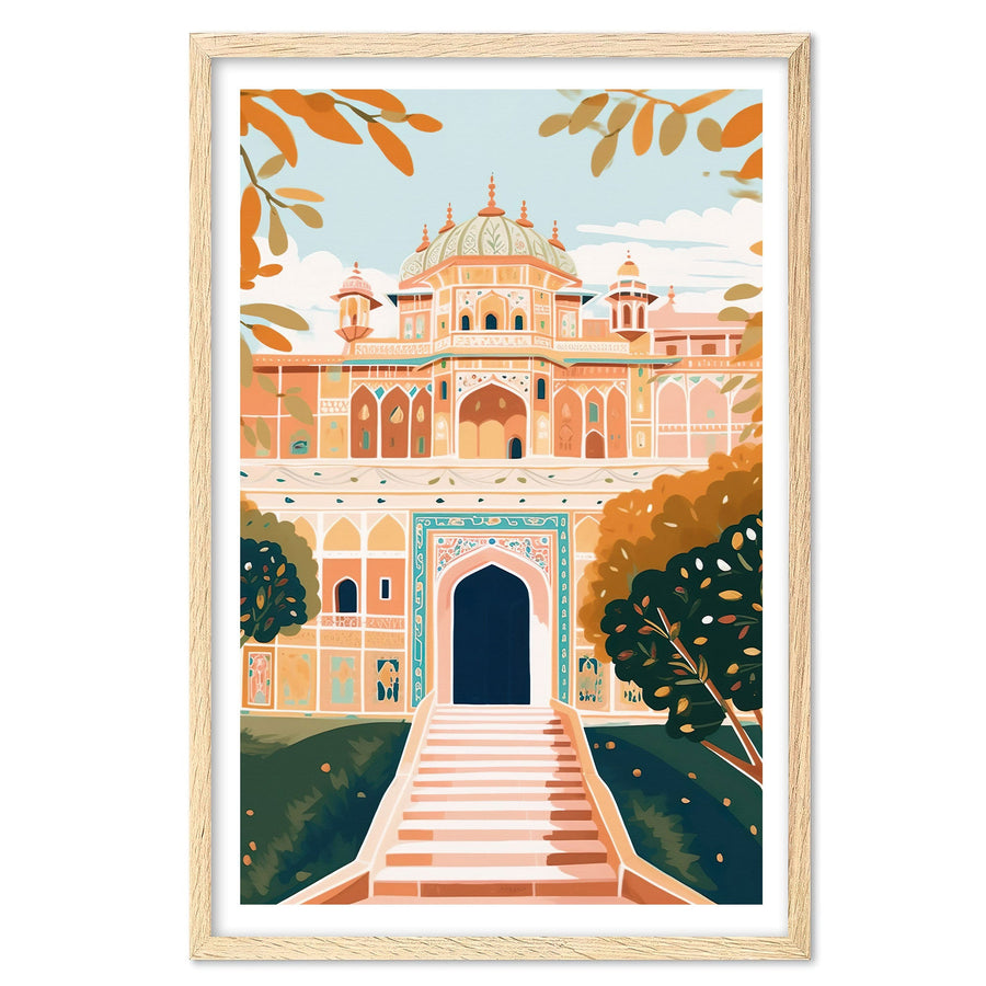 Amber Palace Jaipur Art Print, Travel Print, Travel Poster, Travel Gift, Housewarming Gift (UNFRAMED)
