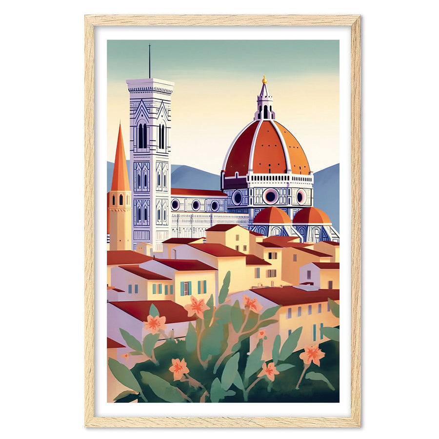 Colorful Santa Maria Del Fiore Cathedral Art Print, Travel Print, Travel Poster, Travel Gift, Housewarming Gift (UNFRAMED)