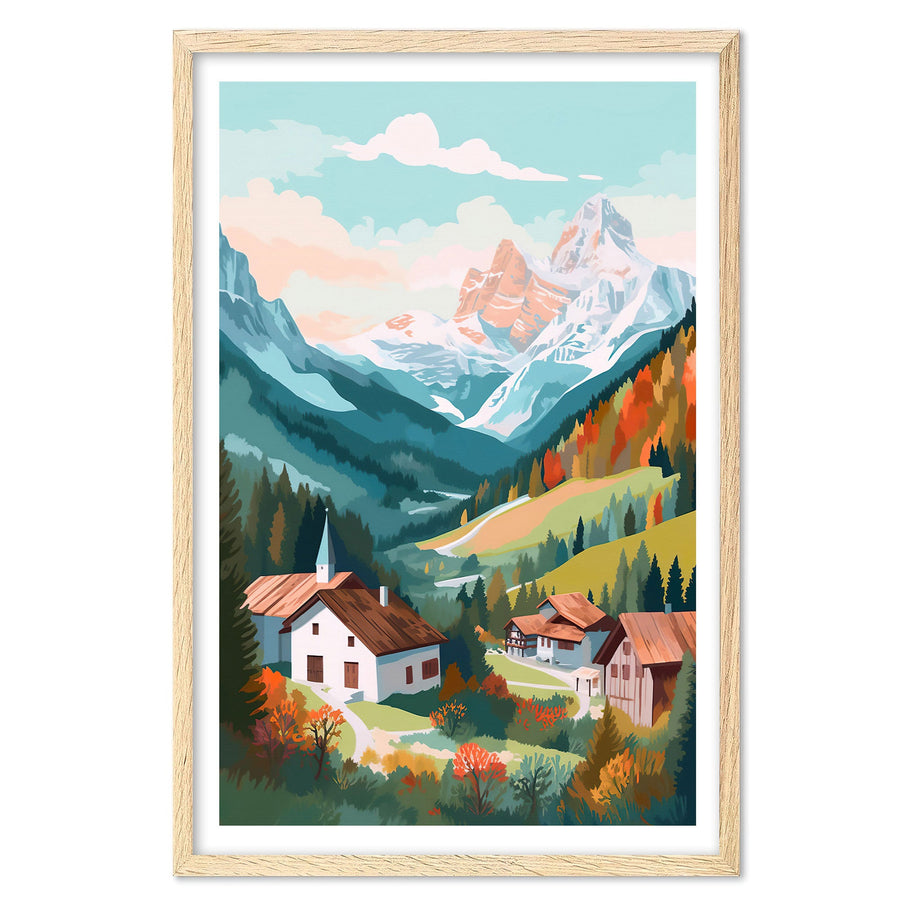 Swiss Alps Art Print, Travel Print, Travel Poster, Travel Gift, Housewarming Gift (UNFRAMED)
