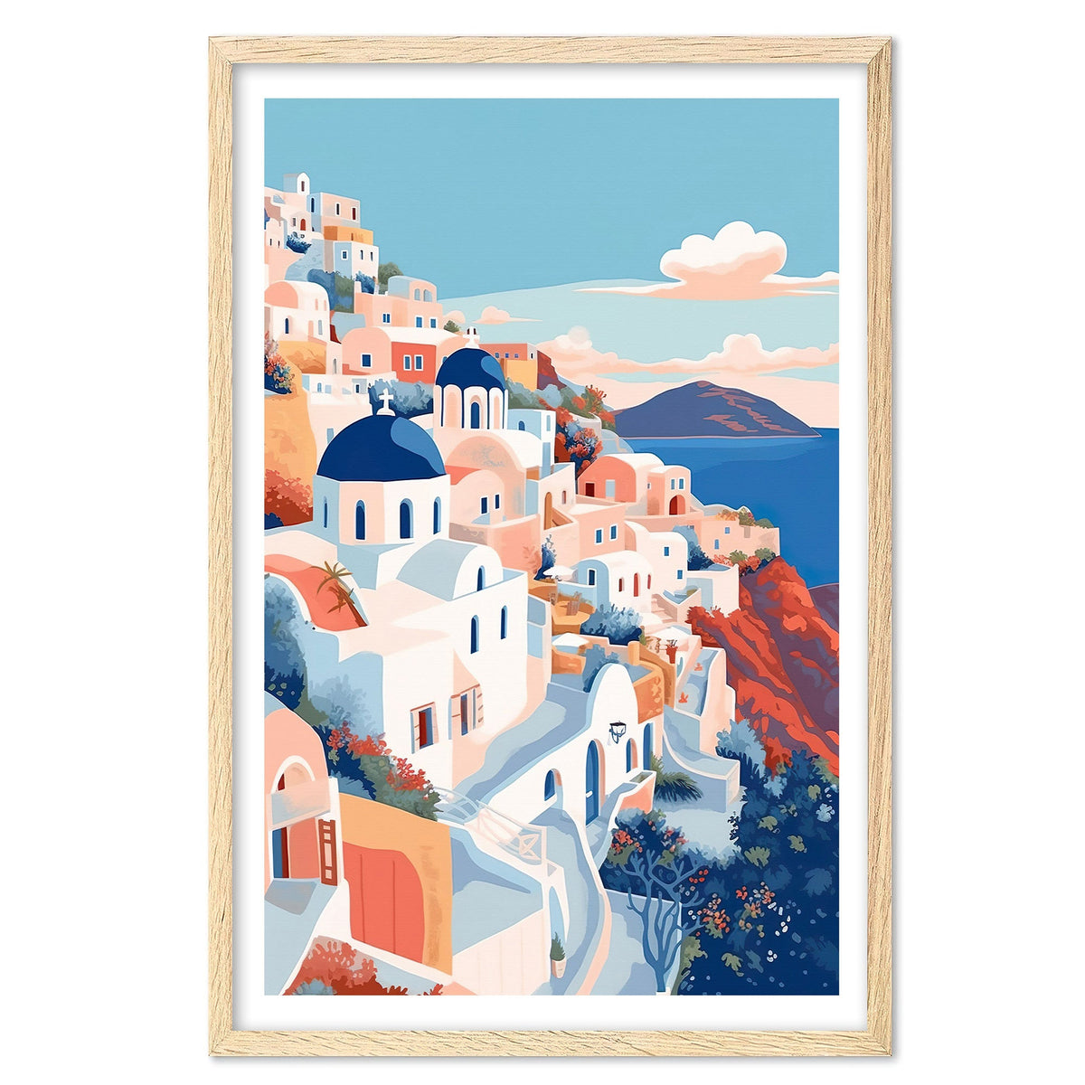Santorini Art Print, Travel Print, Travel Poster, Travel Gift, Housewarming Gift (UNFRAMED)