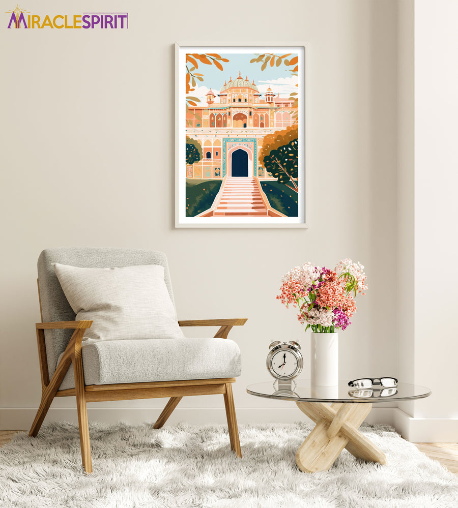 Amber Palace Jaipur Art Print, Travel Print, Travel Poster, Travel Gift, Housewarming Gift (UNFRAMED)
