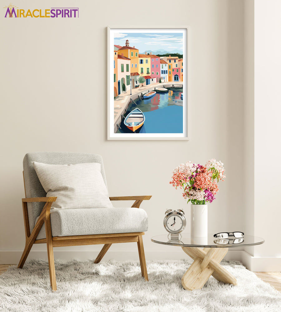 Port Grimaud Art Print, Travel Print, Travel Poster, Travel Gift, Housewarming Gift (UNFRAMED)