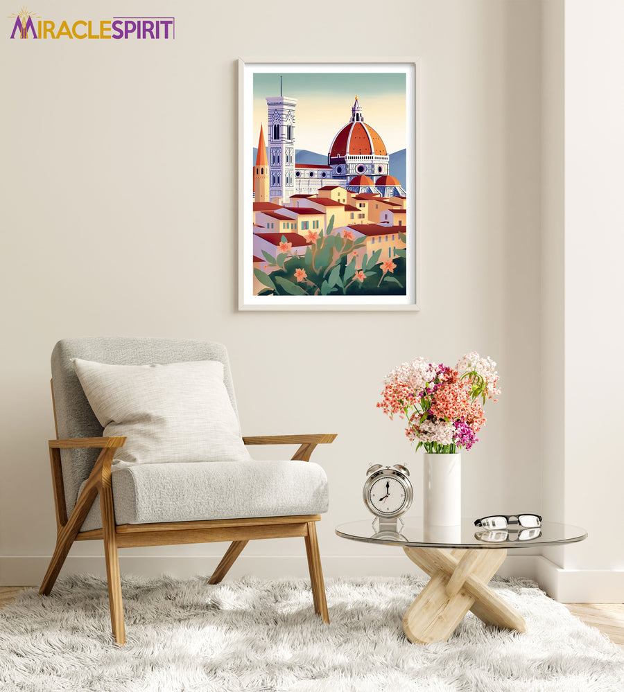 Colorful Santa Maria Del Fiore Cathedral Art Print, Travel Print, Travel Poster, Travel Gift, Housewarming Gift (UNFRAMED)