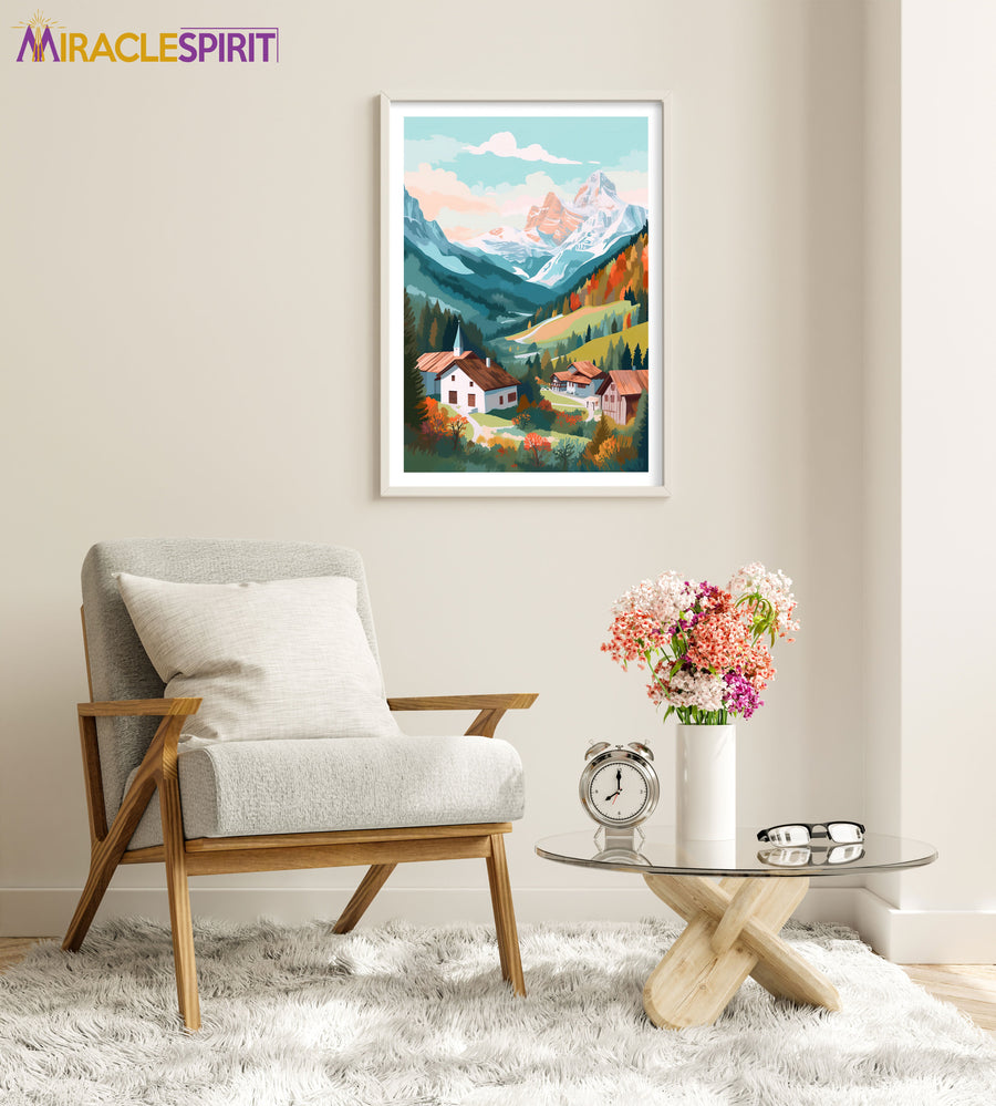 Swiss Alps Art Print, Travel Print, Travel Poster, Travel Gift, Housewarming Gift (UNFRAMED)