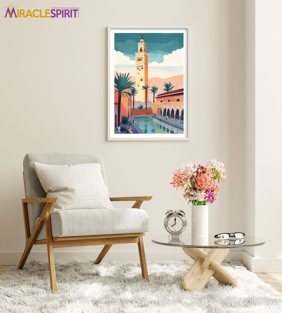 Marrakech Art Print, Travel Print, Travel Poster, Travel Gift, Housewarming Gift (UNFRAMED)
