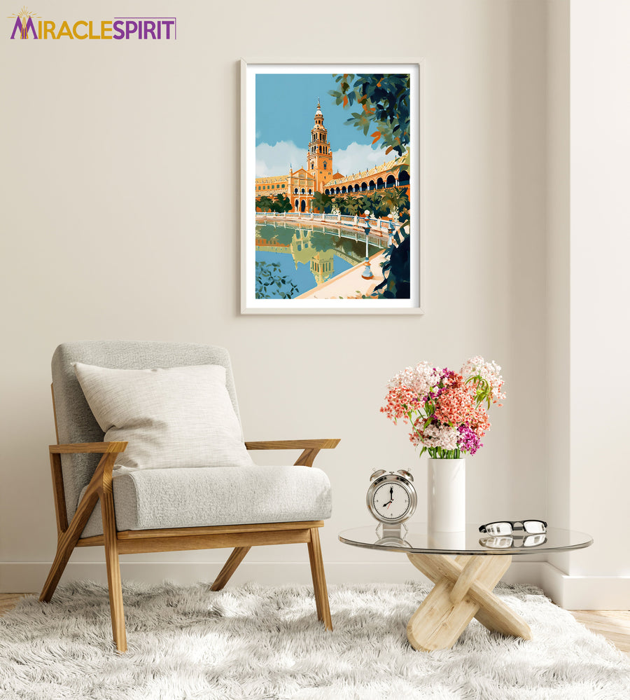 Plaza De Espana Art Print, Travel Print, Travel Poster, Travel Gift, Housewarming Gift (UNFRAMED)