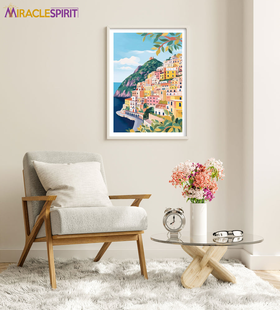 Positano Art Print, Travel Print, Travel Poster, Travel Gift, Housewarming Gift (UNFRAMED)