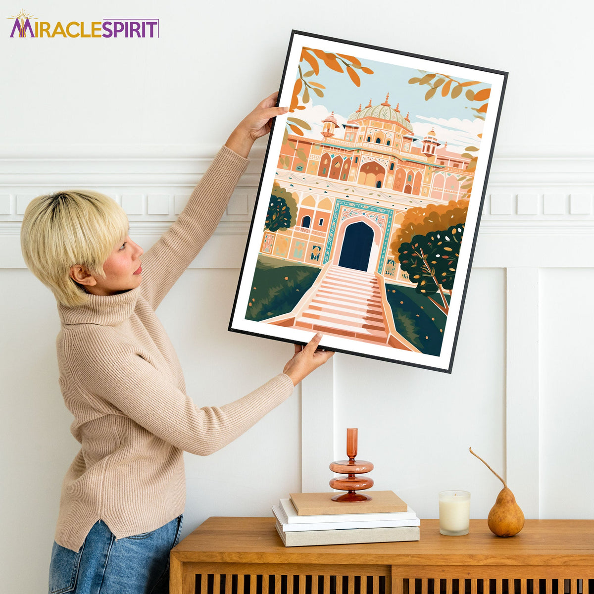 Amber Palace Jaipur Art Print, Travel Print, Travel Poster, Travel Gift, Housewarming Gift (UNFRAMED)