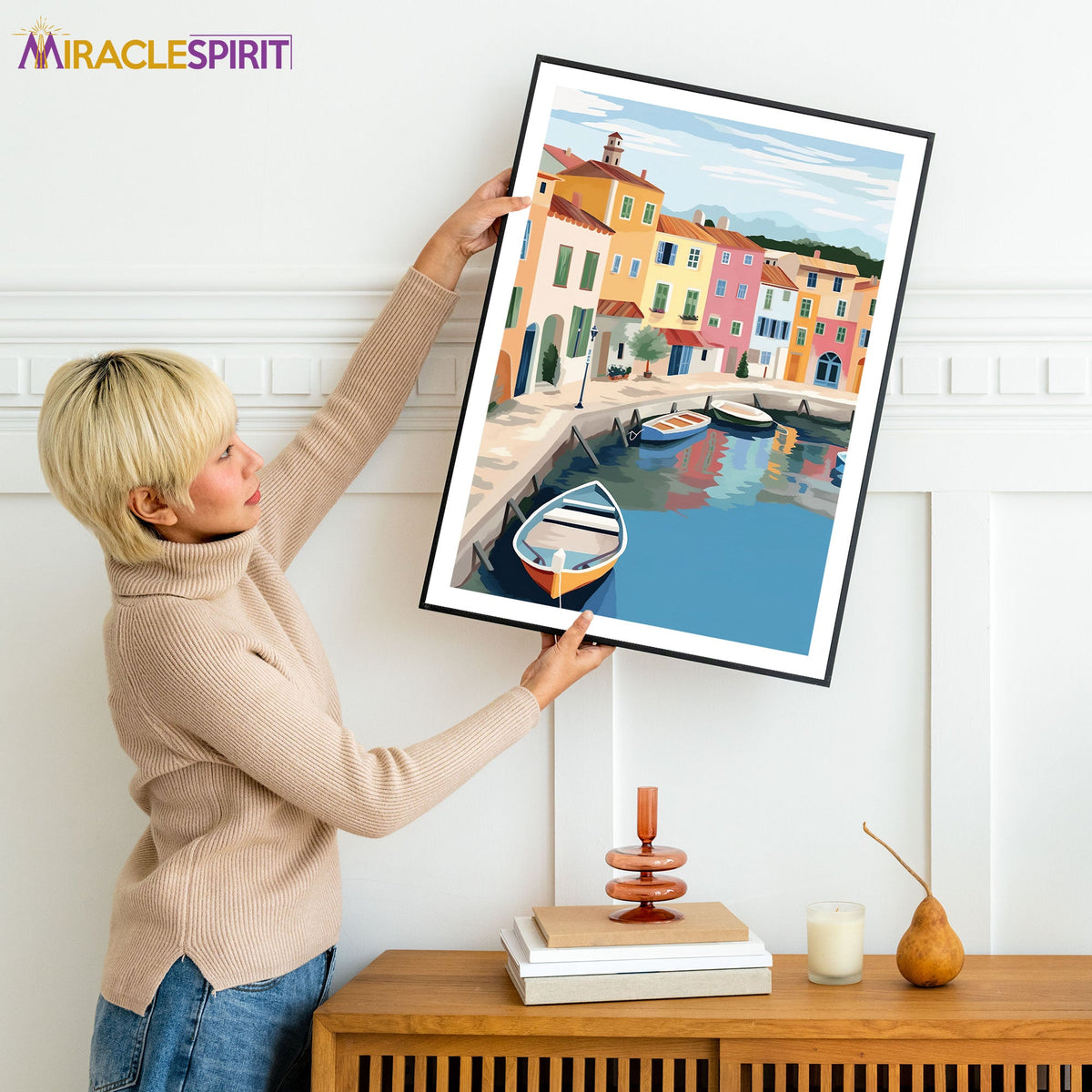 Port Grimaud Art Print, Travel Print, Travel Poster, Travel Gift, Housewarming Gift (UNFRAMED)