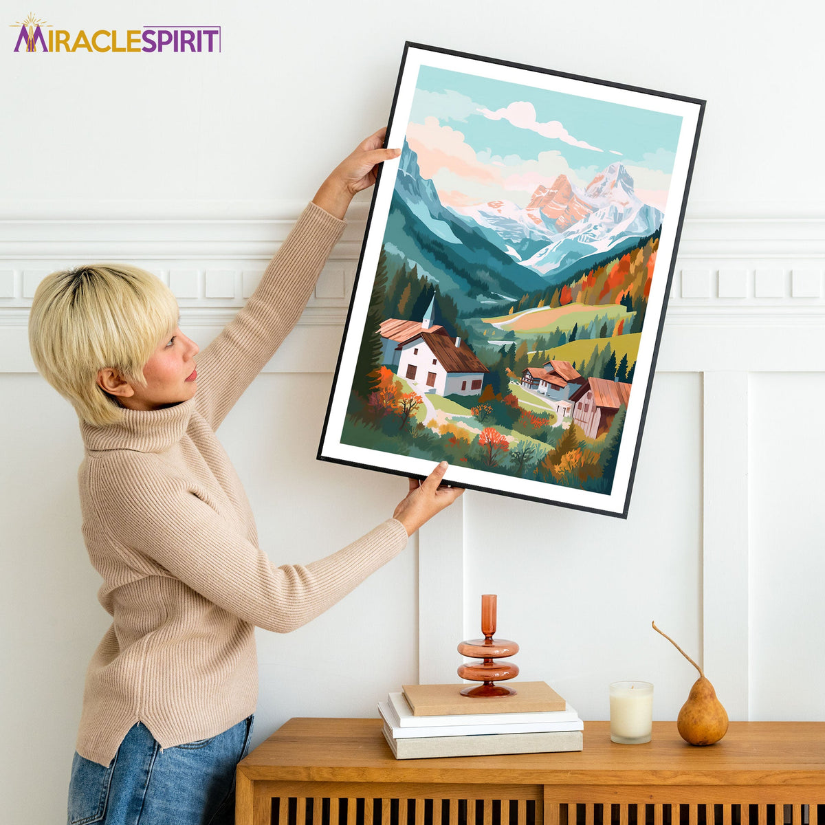 Swiss Alps Art Print, Travel Print, Travel Poster, Travel Gift, Housewarming Gift (UNFRAMED)