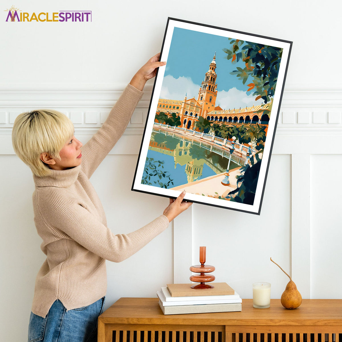 Plaza De Espana Art Print, Travel Print, Travel Poster, Travel Gift, Housewarming Gift (UNFRAMED)