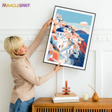 Santorini Art Print, Travel Print, Travel Poster, Travel Gift, Housewarming Gift (UNFRAMED)