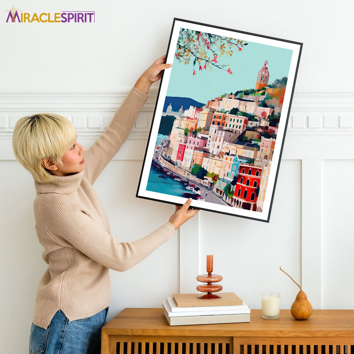Amalfi Coast Art Print, Travel Print, Travel Poster, Travel Gift, Housewarming Gift (UNFRAMED)