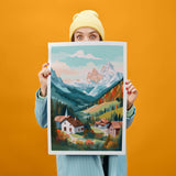 Swiss Alps Art Print, Travel Print, Travel Poster, Travel Gift, Housewarming Gift (UNFRAMED)