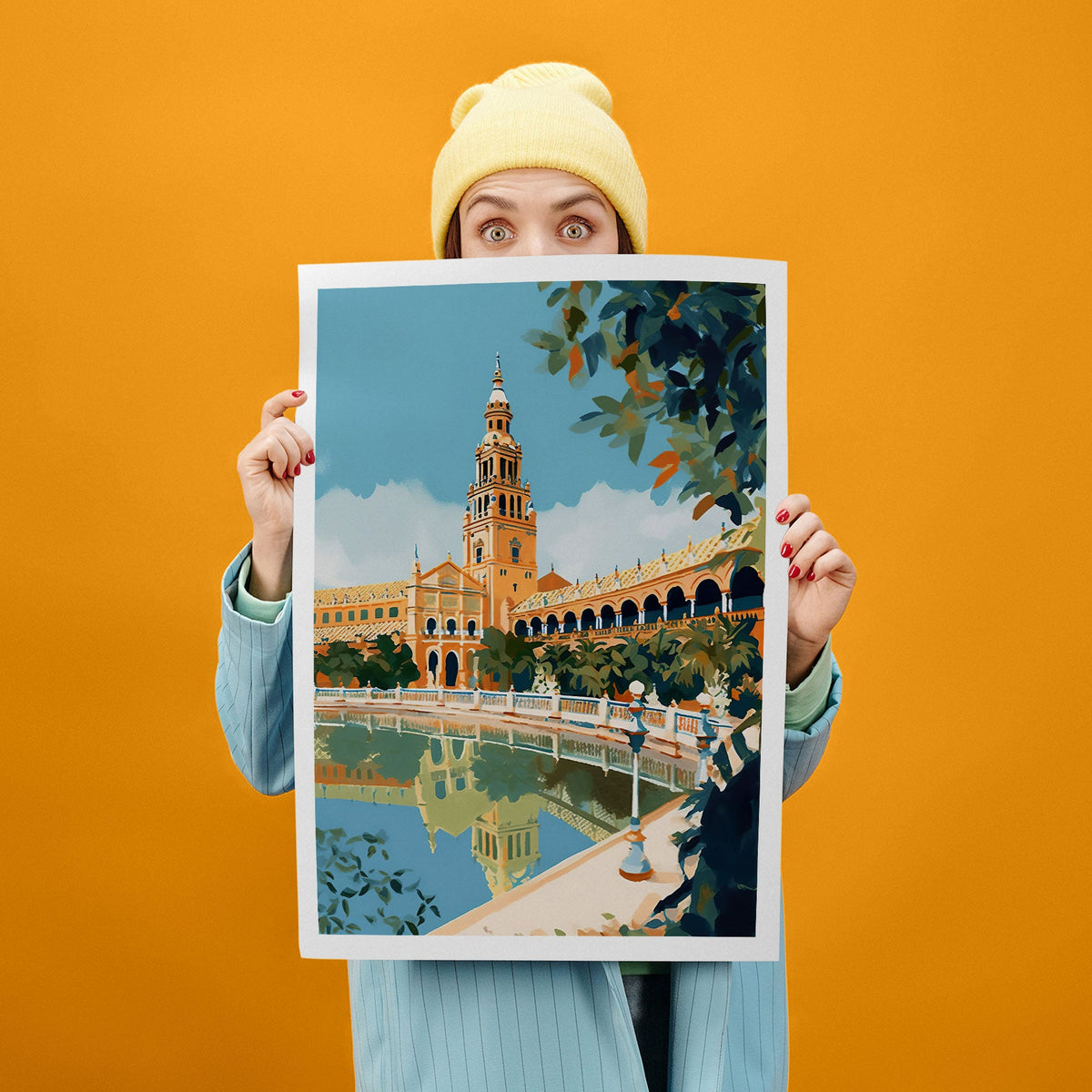 Plaza De Espana Art Print, Travel Print, Travel Poster, Travel Gift, Housewarming Gift (UNFRAMED)