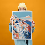 Santorini Art Print, Travel Print, Travel Poster, Travel Gift, Housewarming Gift (UNFRAMED)