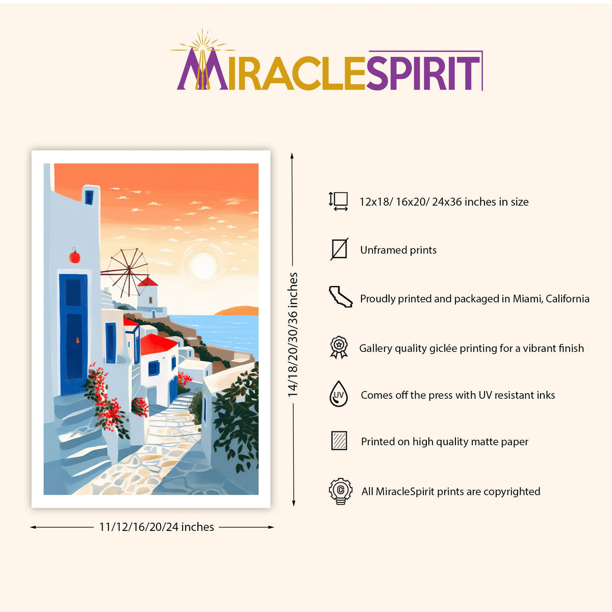 Mykonos Art Print, Travel Print, Travel Poster, Travel Gift, Housewarming Gift (UNFRAMED)