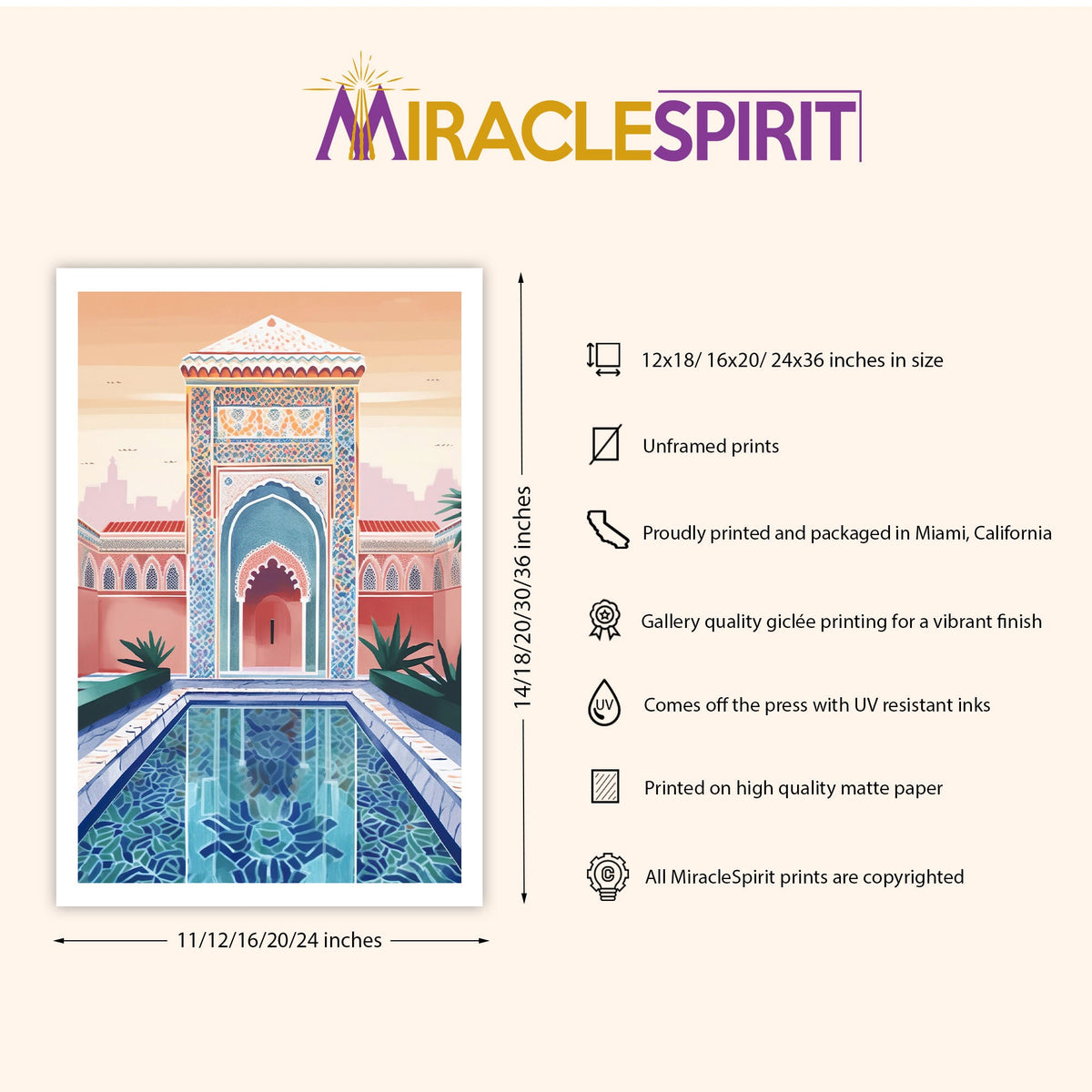 Marrakech Art Print, Travel Print, Travel Poster, Travel Gift, Housewarming Gift (UNFRAMED)