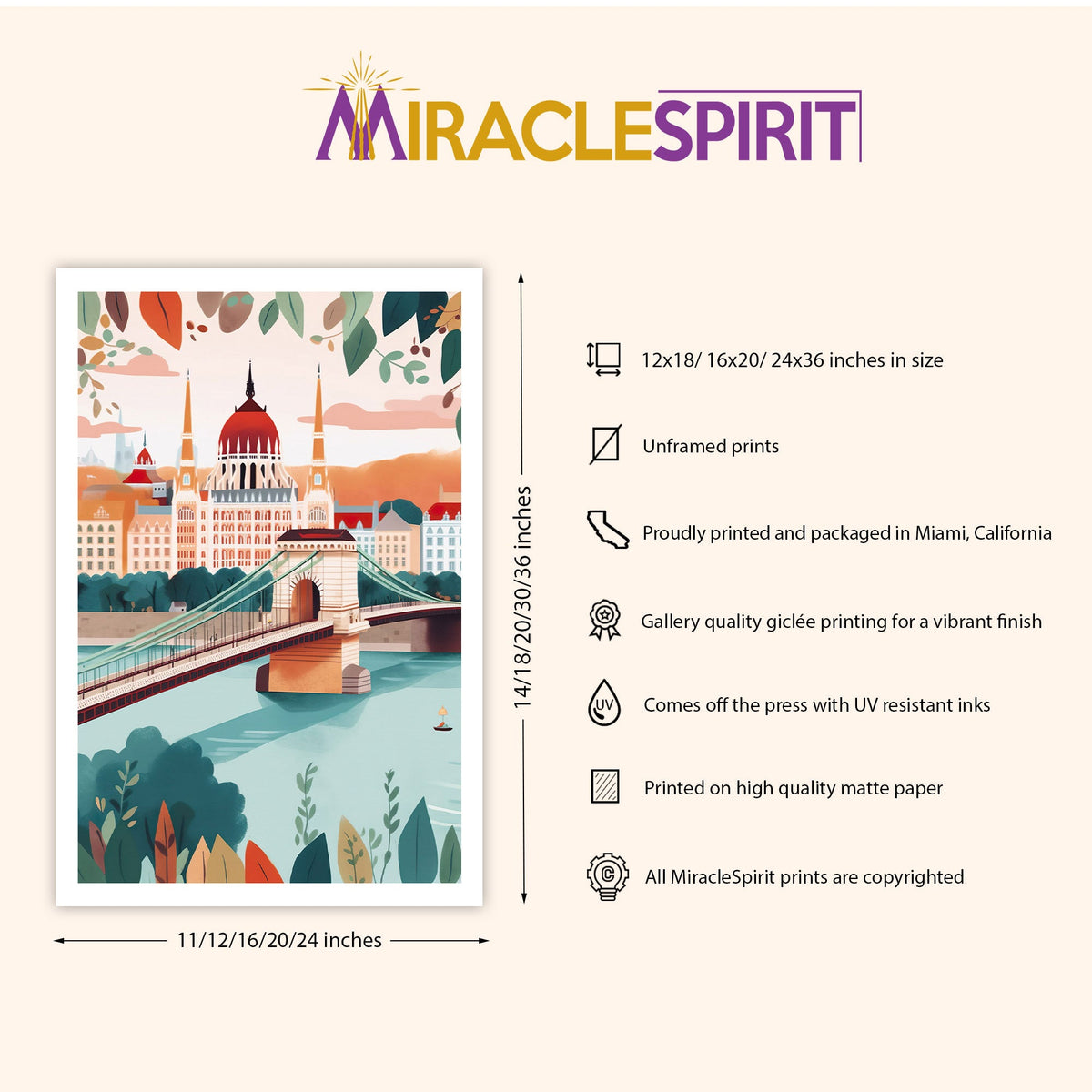 Budapest Art Print, Travel Print, Travel Poster, Travel Gift, Housewarming Gift (UNFRAMED)