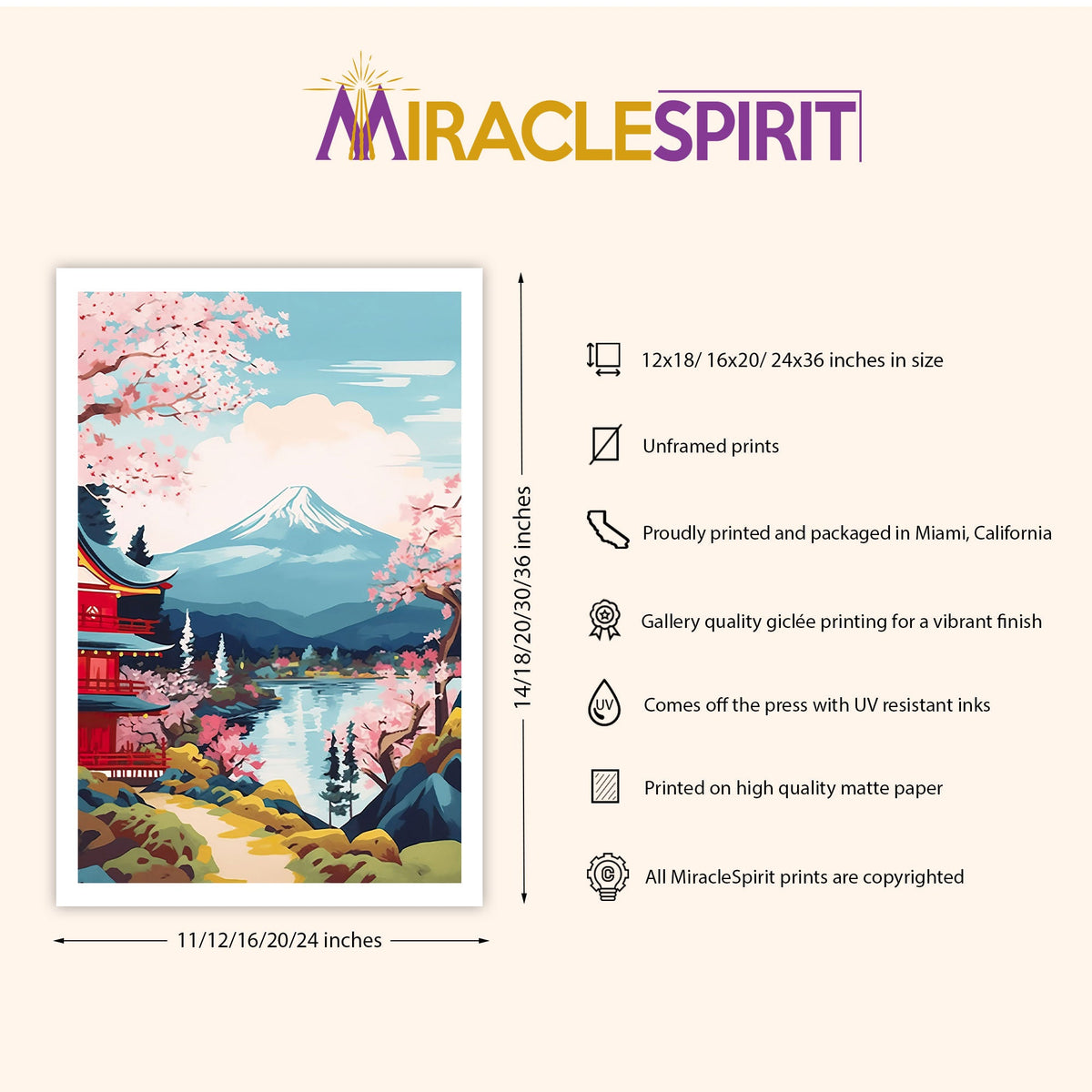 Mount Fuji Art Print, Travel Print, Travel Poster, Travel Gift, Housewarming Gift (UNFRAMED)