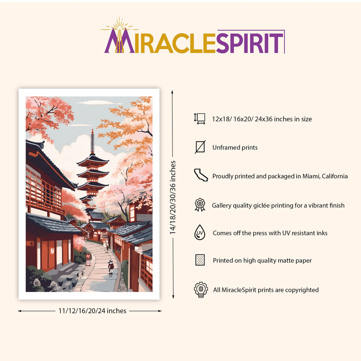 Kyoto Art Print, Travel Print, Travel Poster, Travel Gift, Housewarming Gift (UNFRAMED)