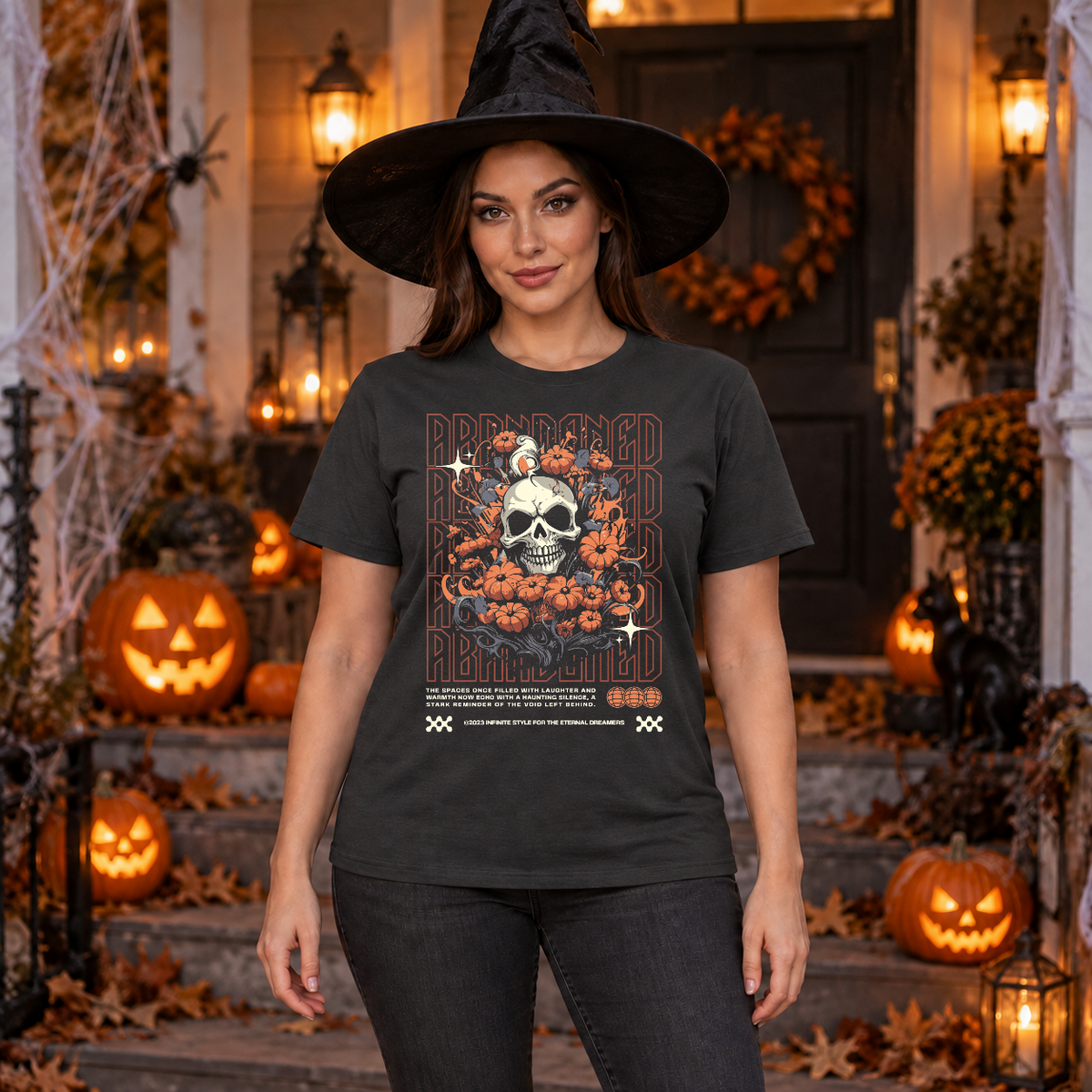 Abbandoned T-Shirt – Classic Halloween Graphic Design Graphic Tee - Color: charcoal