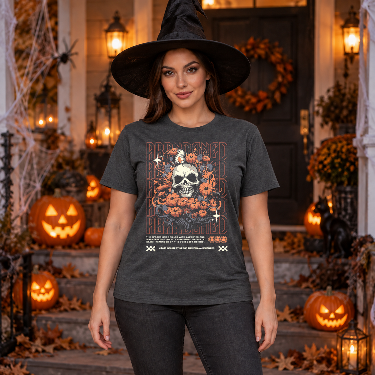 Abbandoned T-Shirt – Classic Halloween Graphic Design Graphic Tee - Color: dark heather