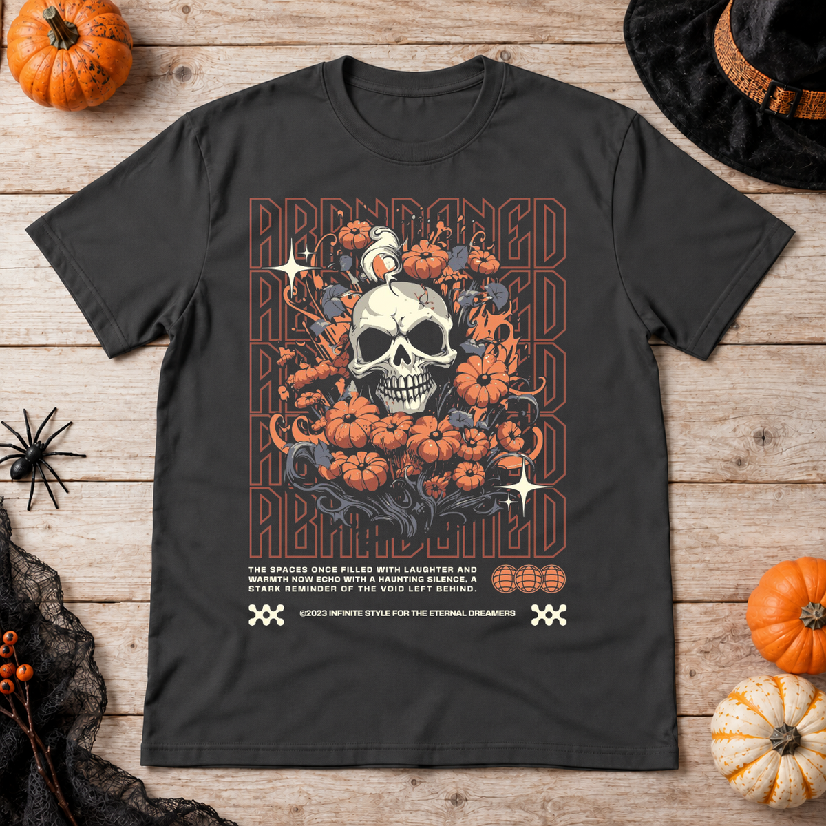 Abbandoned T-Shirt – Punk Rock Streetwear Graphic Graphic Tee - Color: charcoal