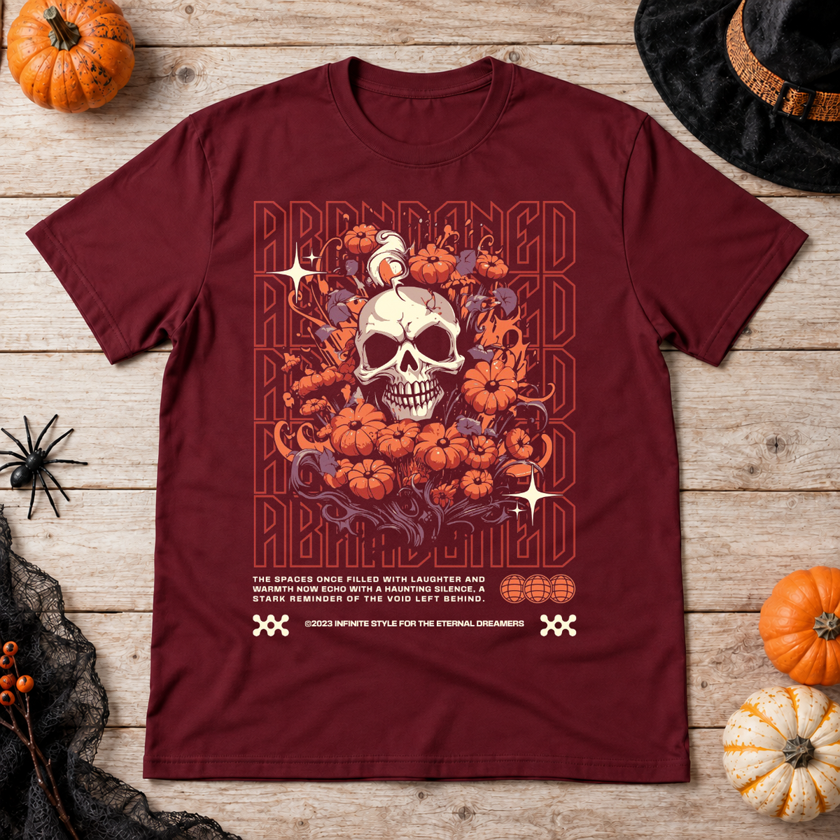 Abbandoned T-Shirt – Punk Rock Streetwear Graphic Graphic Tee - Color: maroon