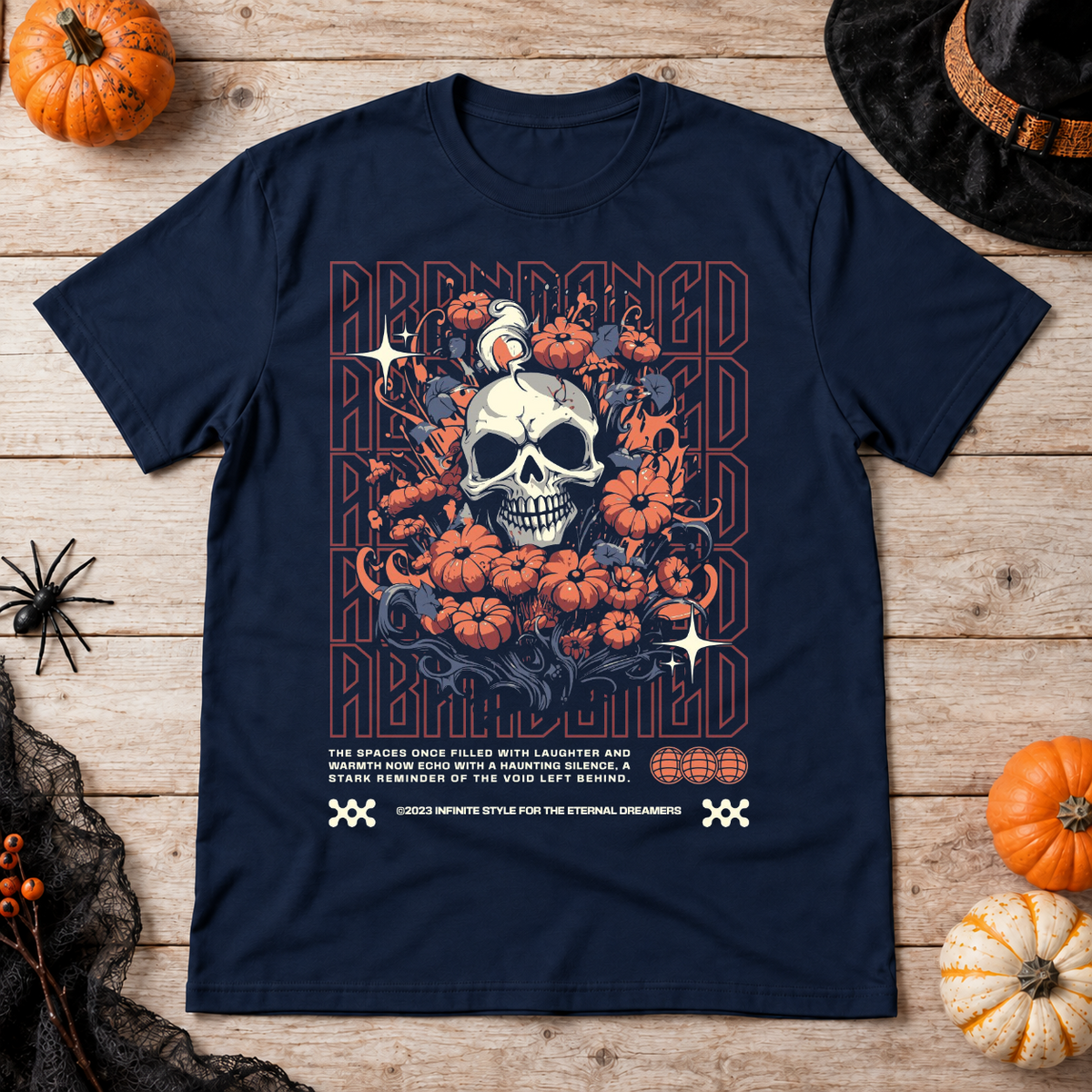 Abbandoned T-Shirt – Punk Rock Streetwear Graphic Graphic Tee - Color: navy