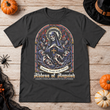 Abbes of Anguish T-Shirt – Classic Halloween Graphic Design Graphic Tee - Color: charcoal