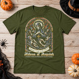 Abbes of Anguish T-Shirt – Classic Halloween Graphic Design Graphic Tee - Color: military green