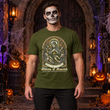 Abbes of Anguish T-Shirt – Classic Halloween Graphic Design Graphic Tee - Color: military green