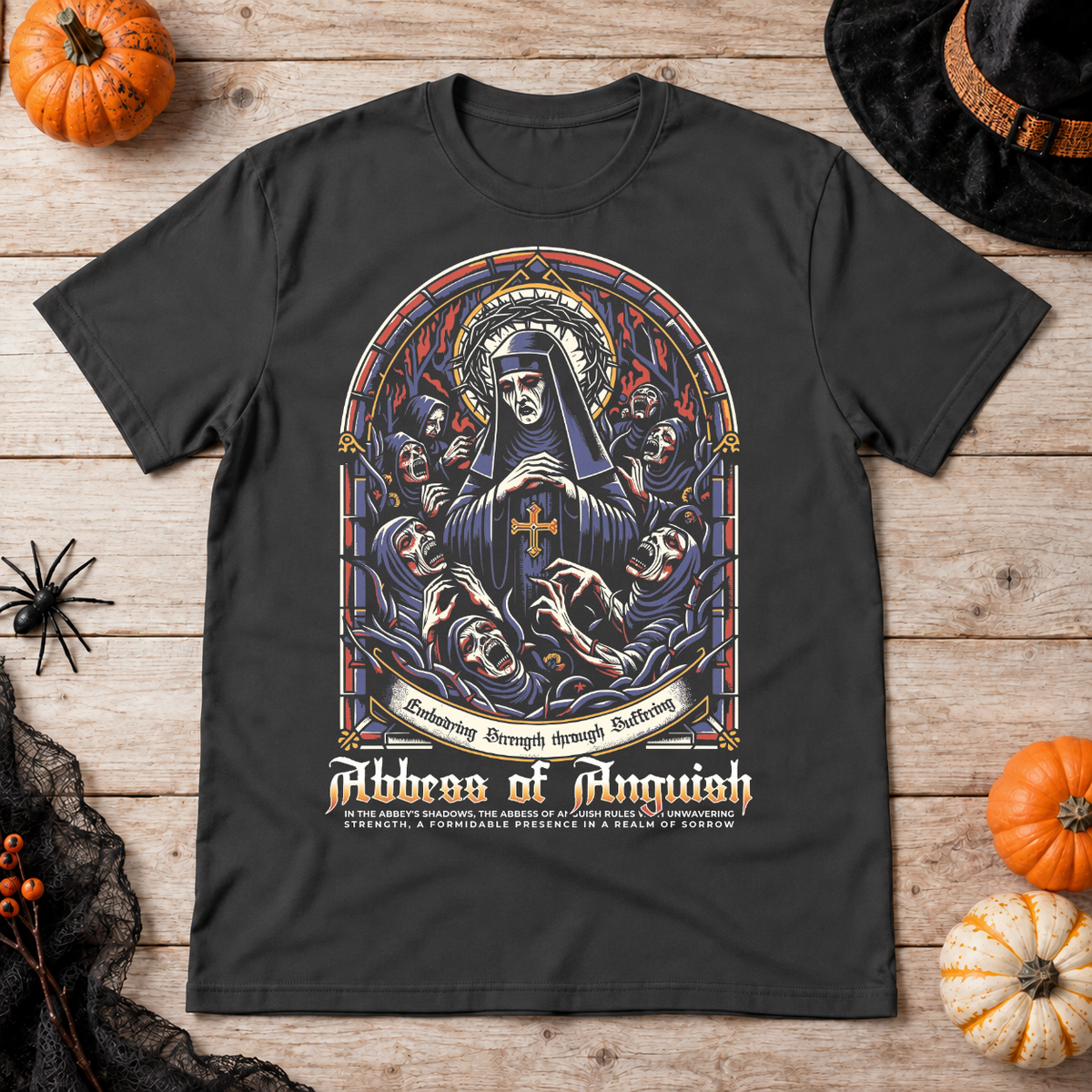 Abbes of Anguish T-Shirt – Dark Streetwear Graphic Design Graphic Tee - Color: charcoal