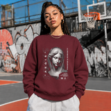 Aegis Bust Sweatshirt – Experimental Typography Graphic Sweatshirt - Color: maroon