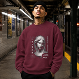 Aegis Bust Sweatshirt – Experimental Typography Graphic Sweatshirt - Color: maroon