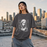 Aegis Bust T-Shirt – Experimental Typography Graphic Tee - Color: Charcoal