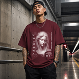 Aegis Bust T-Shirt – Experimental Typography Graphic Tee - Color: Maroon