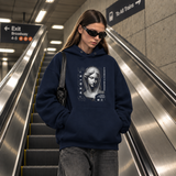 Aegis Bust T-Shirt – Experimental Typography Graphic Tee - Color: navy