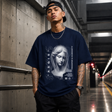 Aegis Bust T-Shirt – Experimental Typography Graphic Tee - Color: Navy