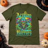 Aeolian Horrors T-Shirt – Dark Editorial Graphic Design Graphic Tee - Color: military green