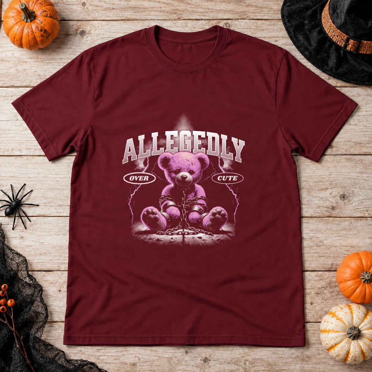 Allegedly T-Shirt – Dark Editorial Graphic Design Graphic Tee - Color: maroon