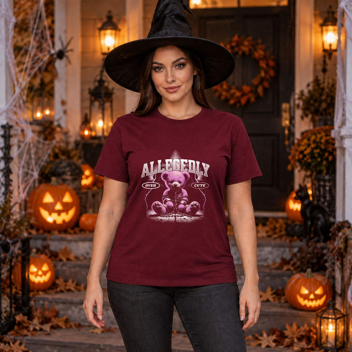 Allegedly T-Shirt – Dark Editorial Graphic Design Graphic Tee - Color: maroon