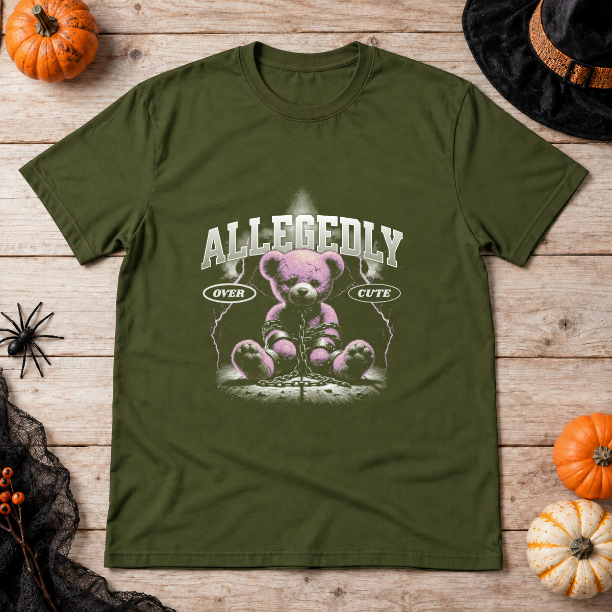 Allegedly T-Shirt – Dark Editorial Graphic Design Graphic Tee - Color: military green