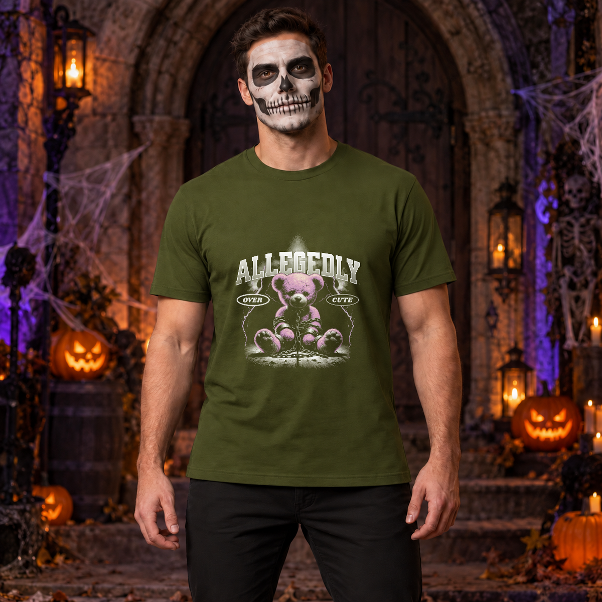 Allegedly T-Shirt – Dark Editorial Graphic Design Graphic Tee - Color: military green