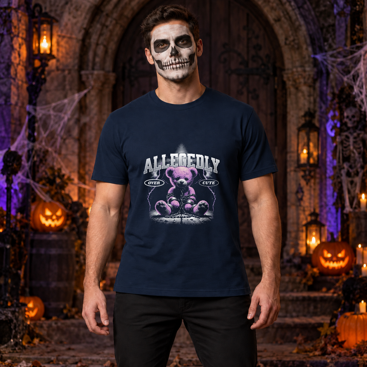 Allegedly T-Shirt – Dark Editorial Graphic Design Graphic Tee - Color: navy
