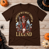 American Wild West Cowboy Legend T-Shirt – Dark Streetwear Graphic Design Graphic Tee - Color: chocolate
