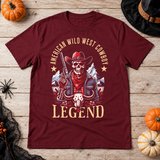 American Wild West Cowboy Legend T-Shirt – Dark Streetwear Graphic Design Graphic Tee - Color: maroon