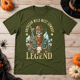 American Wild West Cowboy Legend T-Shirt – Dark Streetwear Graphic Design Graphic Tee - Color: military green