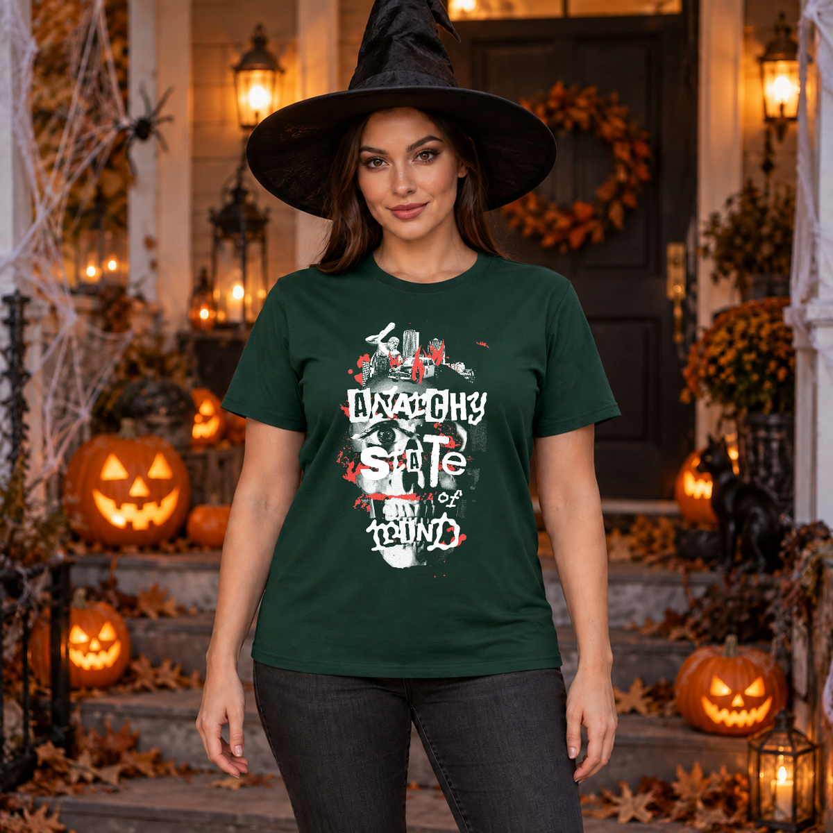 Anarchy State of Mind T-Shirt – Punk Rock Streetwear Graphic Graphic Tee - Color: forest green